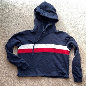 Cropped Hoodie Sweatshirt Red white and blue